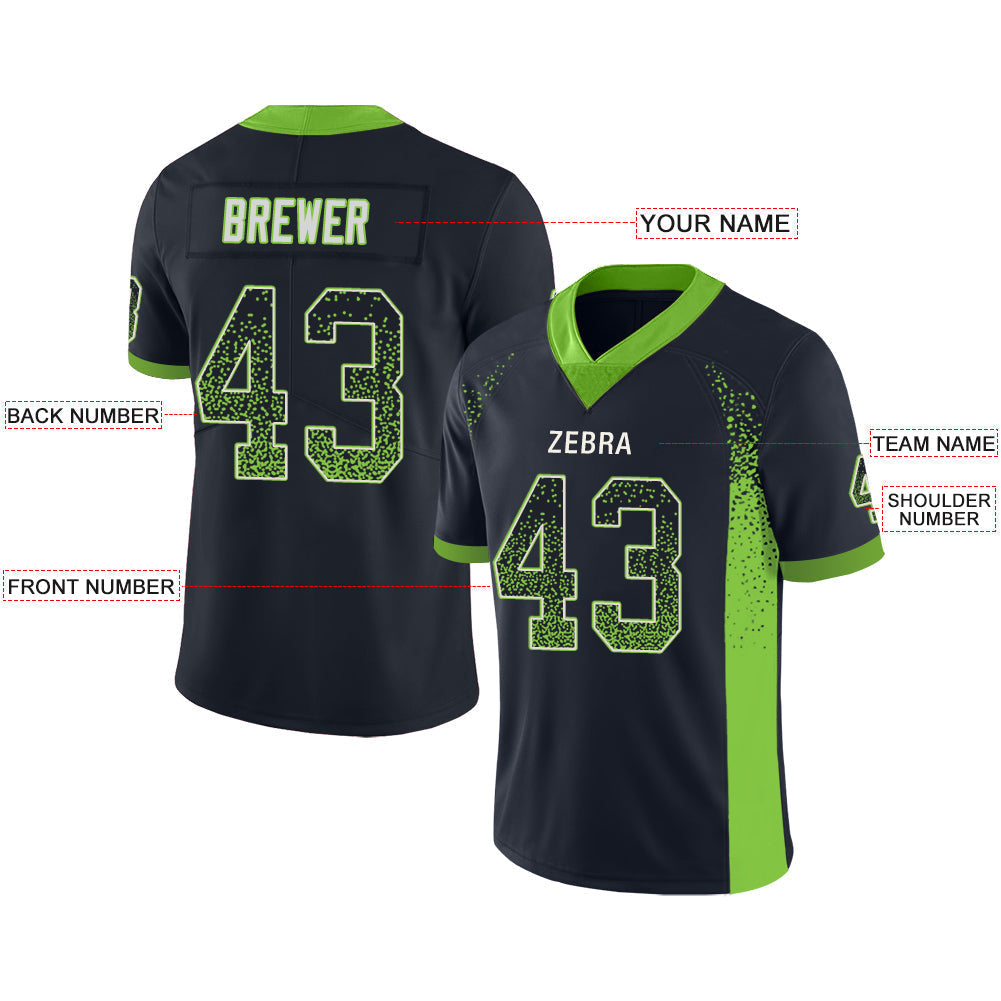 Custom S.Seahawks Stitched American Football Jerseys Personalize Birthday Gifts Navy Jersey view 2