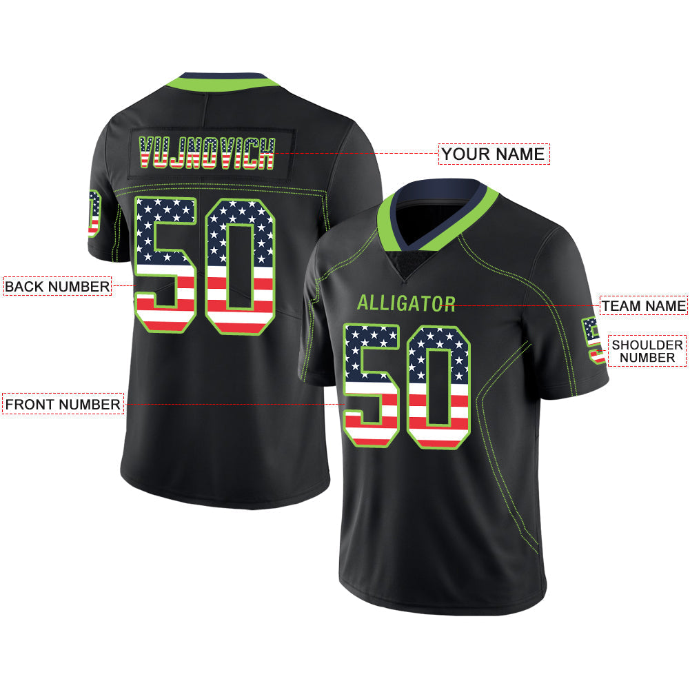 Custom S.Seahawks Stitched American Football Jerseys Personalize Birthday Gifts Black Jersey view 2