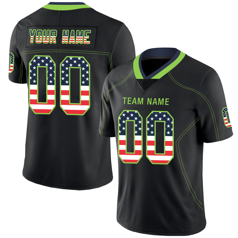 Custom S.Seahawks Stitched American Football Jerseys Personalize Birthday Gifts Black Jersey - Main View