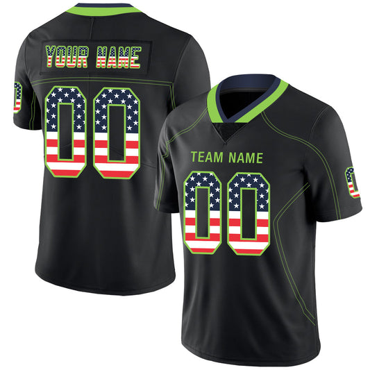 Custom S.Seahawks Stitched American Football Jerseys Personalize Birthday Gifts Black Jersey - Main View
