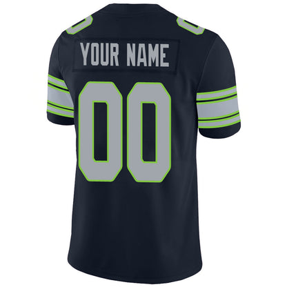 Custom S.Seahawks Stitched American Football Jerseys Personalize Birthday Gifts Navy Jersey view 3