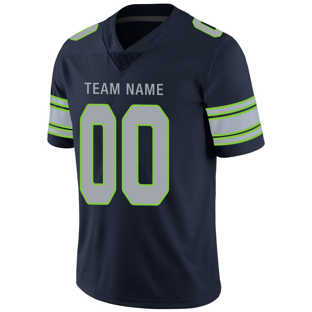 Custom S.Seahawks Stitched American Football Jerseys Personalize Birthday Gifts Navy Jersey view 4