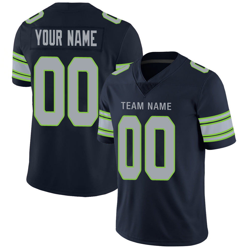 Custom S.Seahawks Stitched American Football Jerseys Personalize Birthday Gifts Navy Jersey - Main View