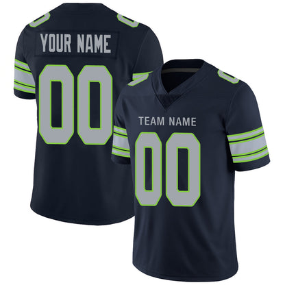 Custom S.Seahawks Stitched American Football Jerseys Personalize Birthday Gifts Navy Jersey - Main View
