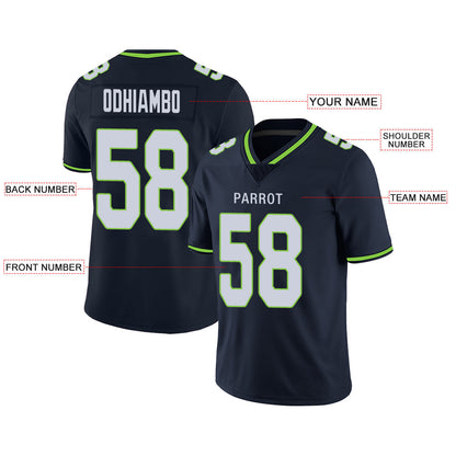 Custom S.Seahawks Stitched American Football Jerseys Personalize Birthday Gifts Navy Jersey view 2