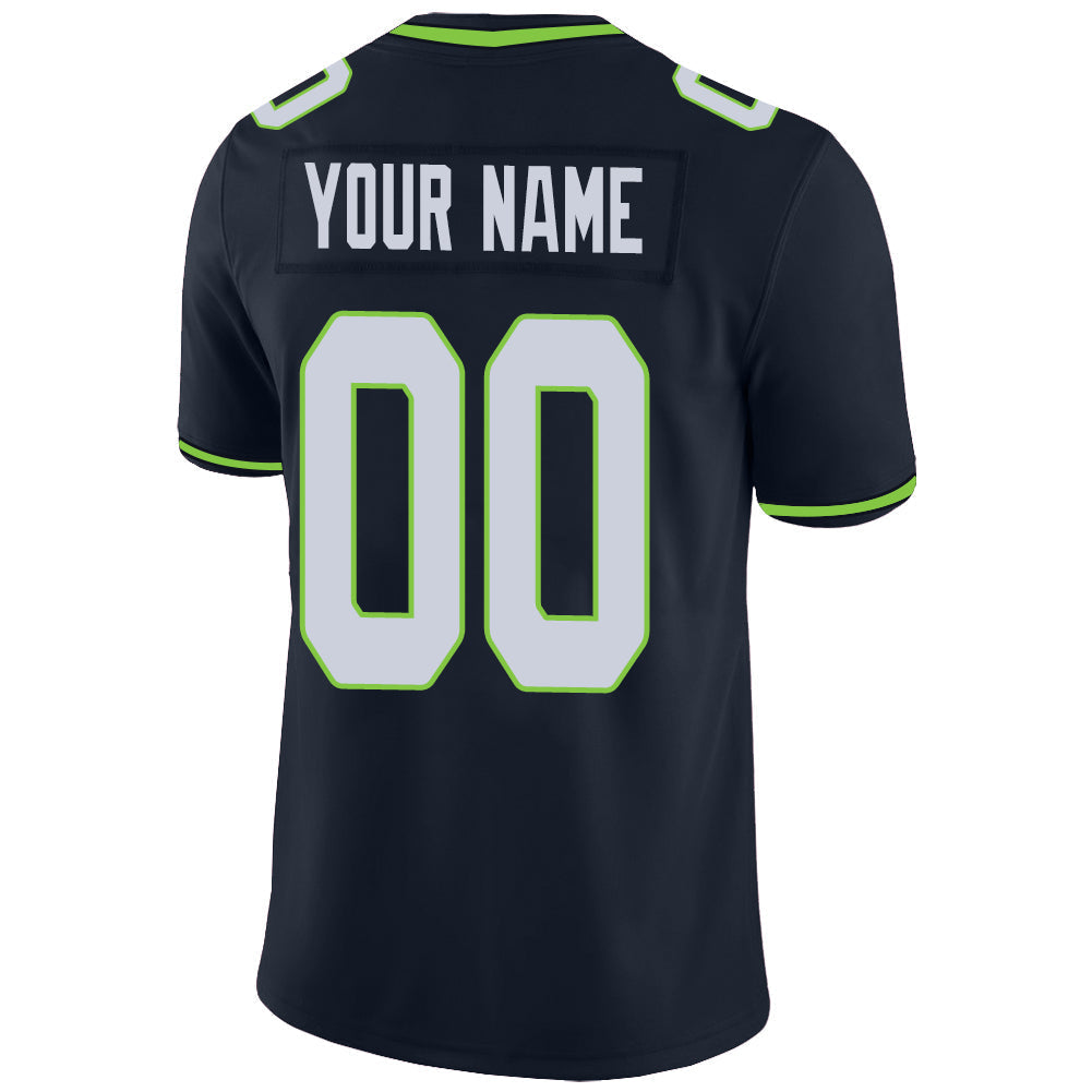 Custom S.Seahawks Stitched American Football Jerseys Personalize Birthday Gifts Navy Jersey view 3