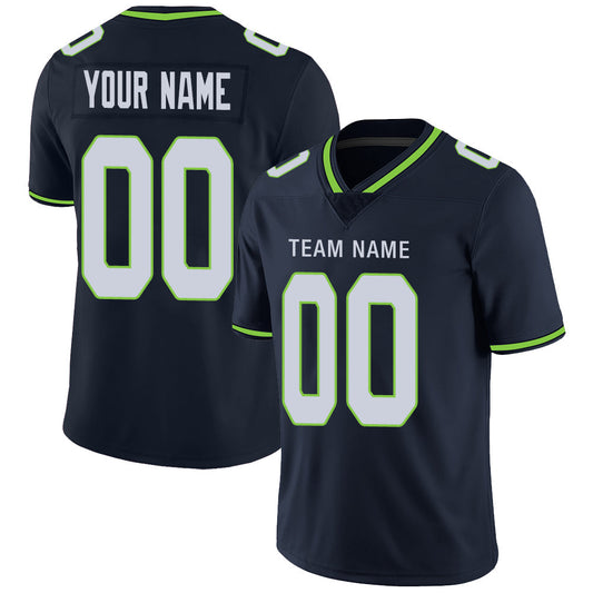 Custom S.Seahawks Stitched American Football Jerseys Personalize Birthday Gifts Navy Jersey - Main View