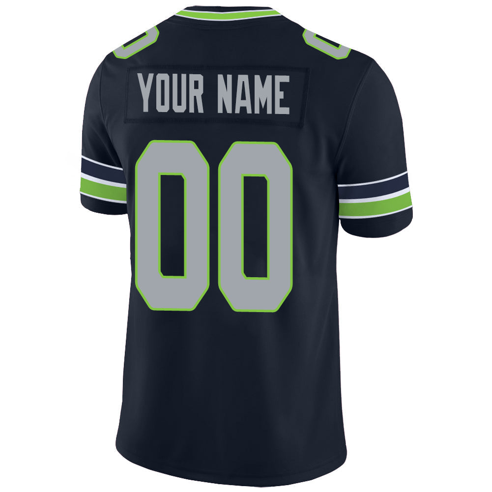 Custom S.Seahawks Stitched American Football Jerseys Personalize Birthday Gifts Navy Jersey view 3