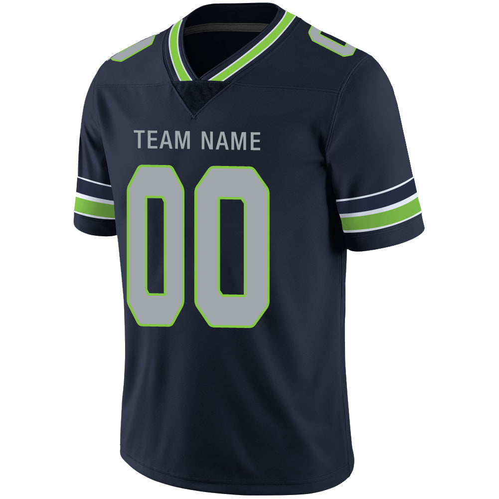 Custom S.Seahawks Stitched American Football Jerseys Personalize Birthday Gifts Navy Jersey view 4