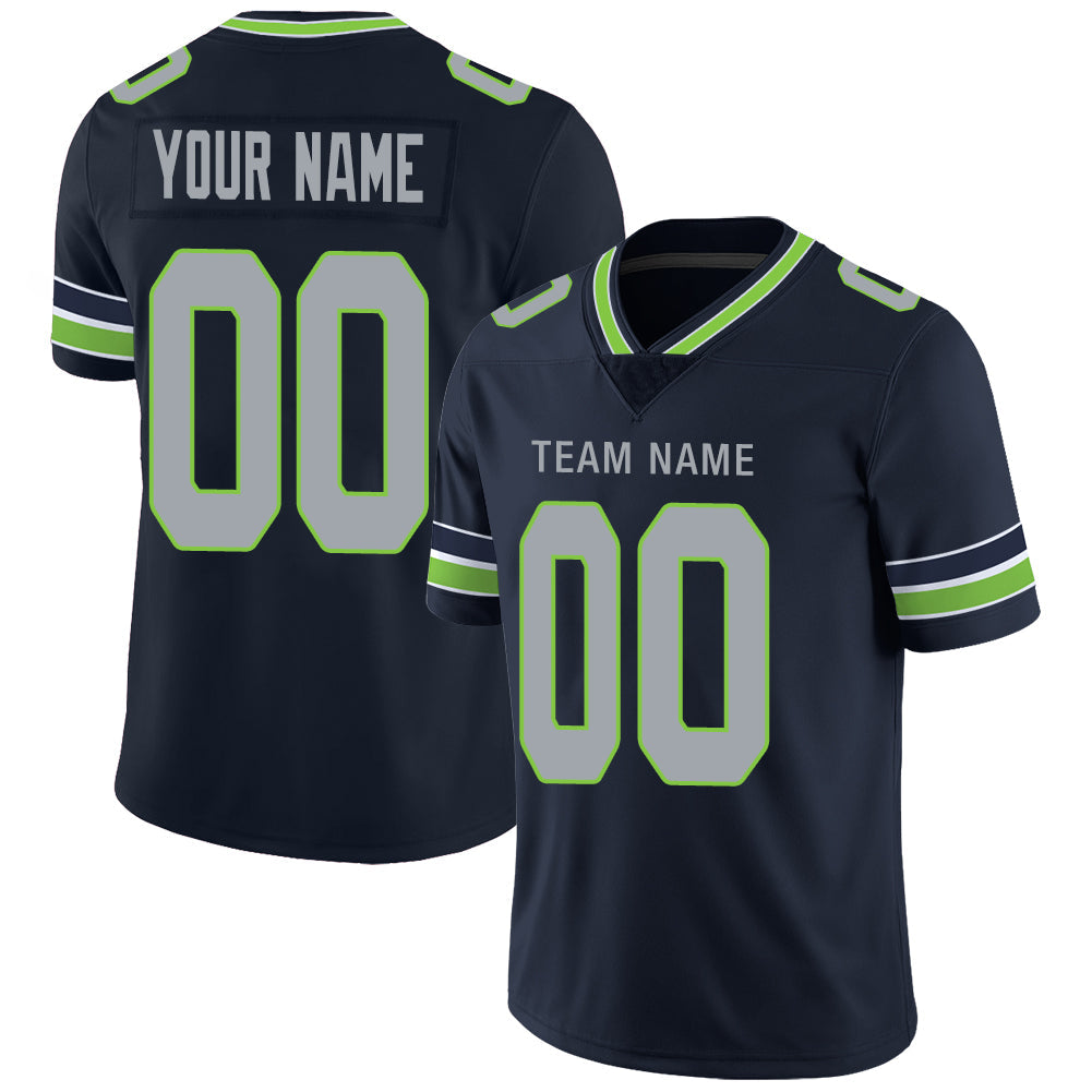 Custom S.Seahawks Stitched American Football Jerseys Personalize Birthday Gifts Navy Jersey - Main View