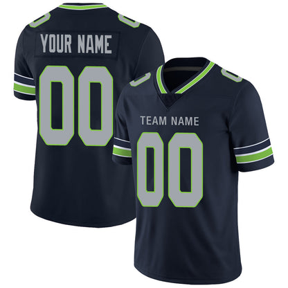 Custom S.Seahawks Stitched American Football Jerseys Personalize Birthday Gifts Navy Jersey - Main View