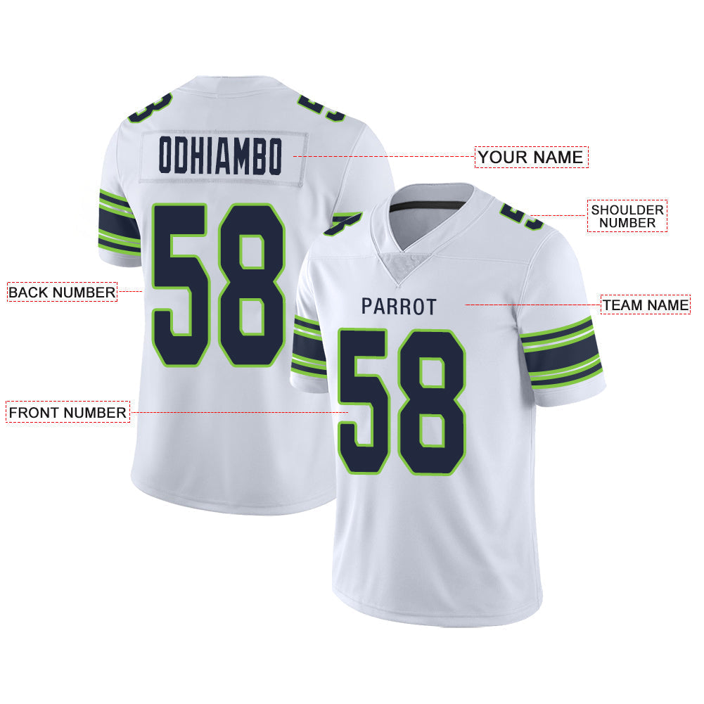 Custom S.Seahawks Stitched American Football Jerseys Personalize Birthday Gifts White Jersey view 2