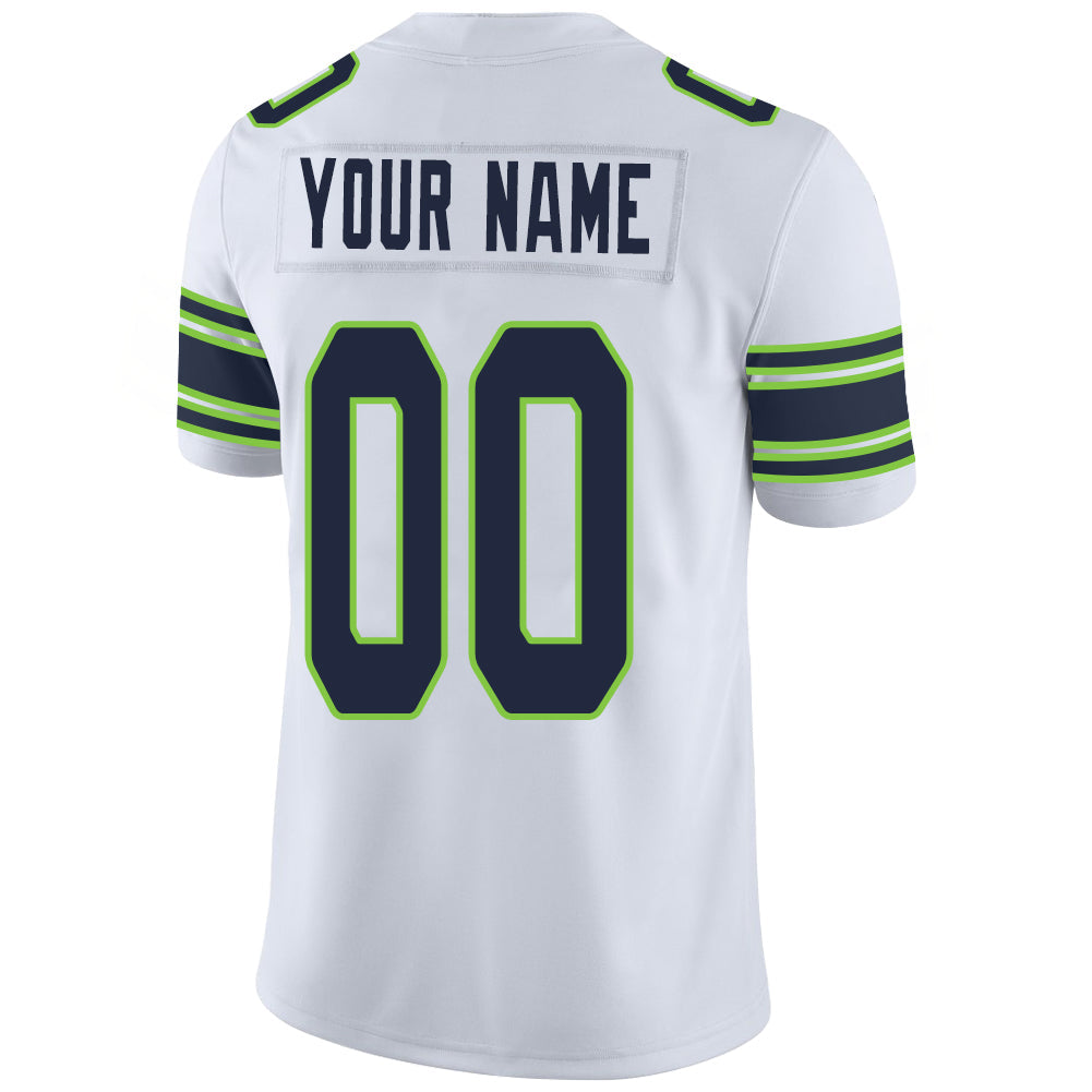 Custom S.Seahawks Stitched American Football Jerseys Personalize Birthday Gifts White Jersey view 3