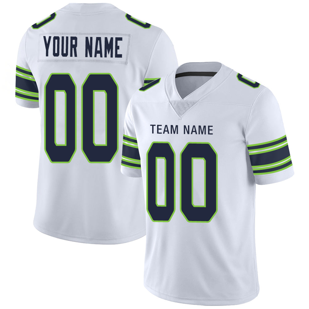 Custom S.Seahawks Stitched American Football Jerseys Personalize Birthday Gifts White Jersey - Main View