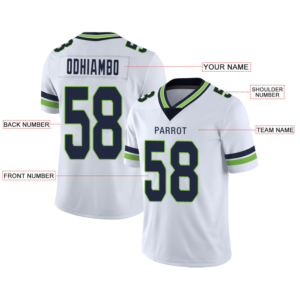 Custom S.Seahawks Stitched American Football Jerseys Personalize Birthday Gifts White Jersey view 2