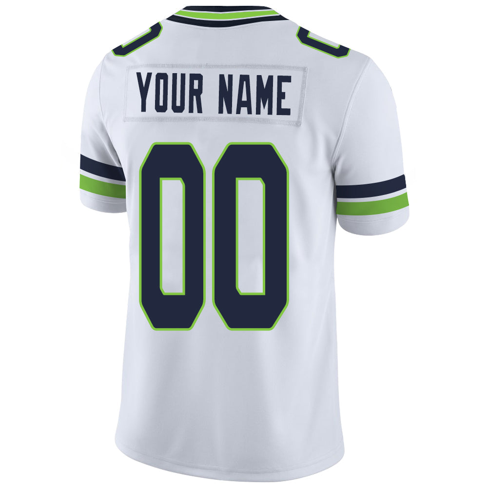 Custom S.Seahawks Stitched American Football Jerseys Personalize Birthday Gifts White Jersey view 3