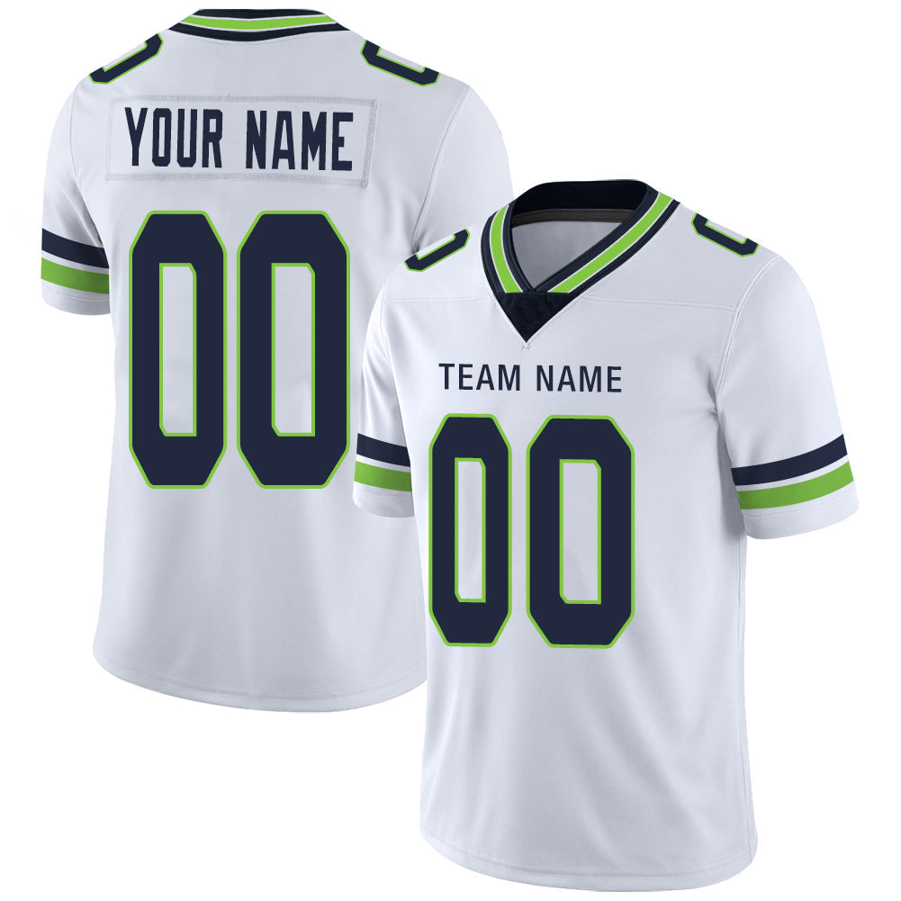 Custom S.Seahawks Stitched American Football Jerseys Personalize Birthday Gifts White Jersey - Main View