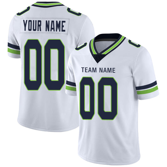 Custom S.Seahawks Stitched American Football Jerseys Personalize Birthday Gifts White Jersey - Main View