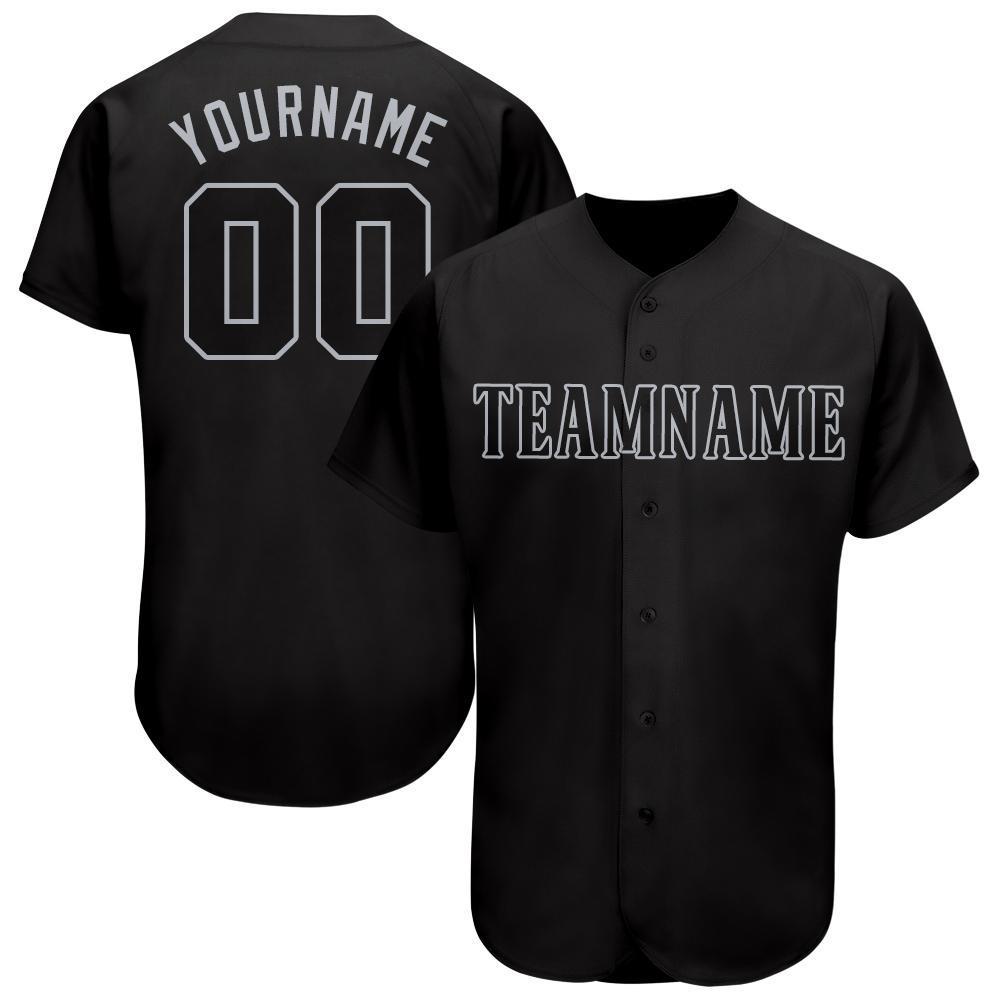 Custom Black Gray Baseball Jersey - Main View