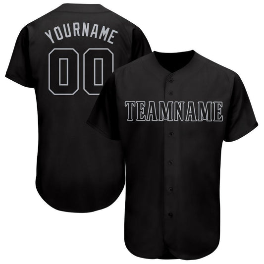 Custom Black Gray Baseball Jersey - Main View