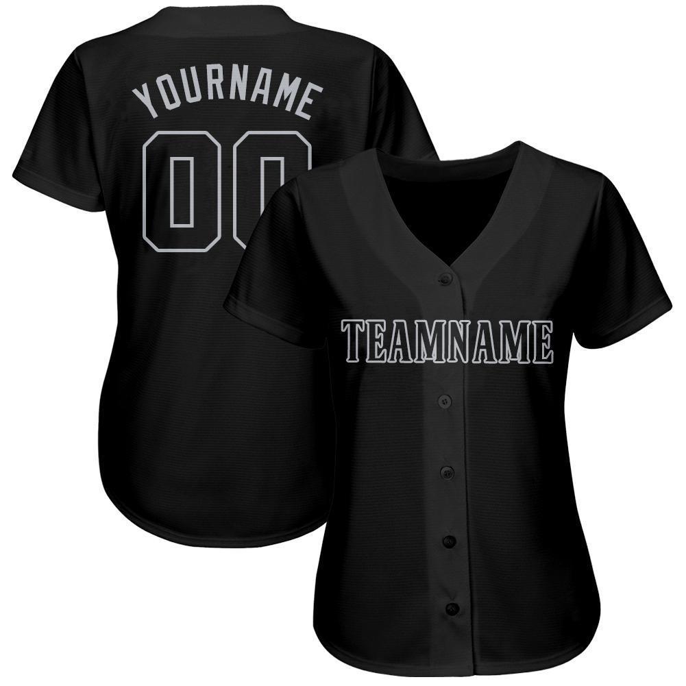 Custom Black Gray Baseball Jersey view 2