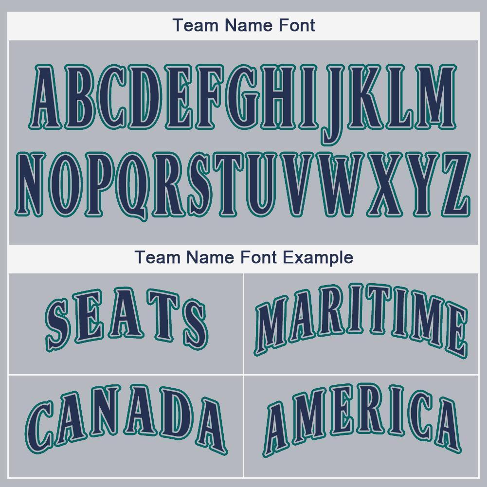 Custom Gray Navy-Teal Baseball Jersey view 5
