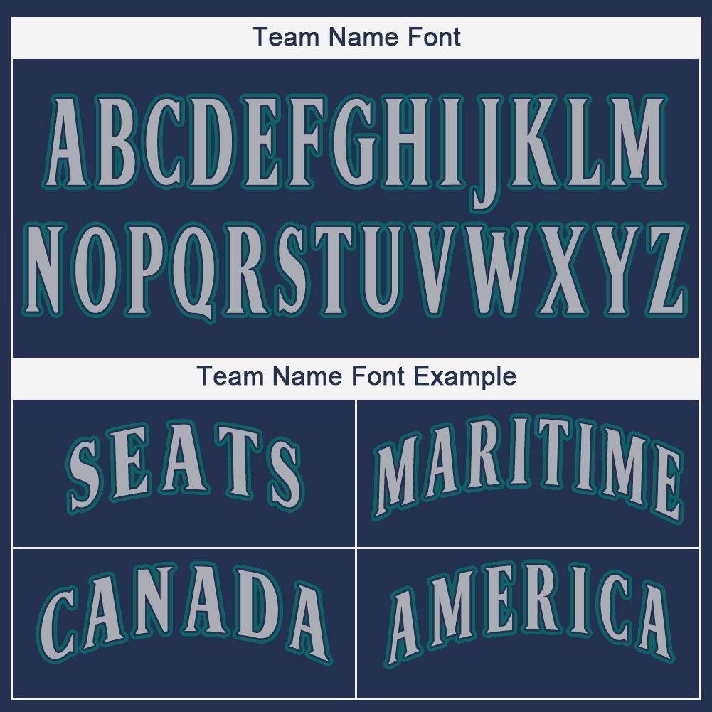 Custom Navy Gray-Teal Baseball Jersey view 5