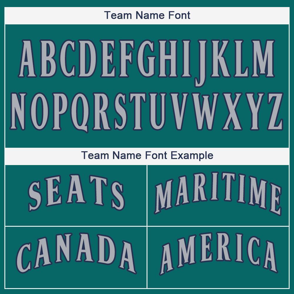 Custom Teal Gray-Navy Baseball Jersey view 6