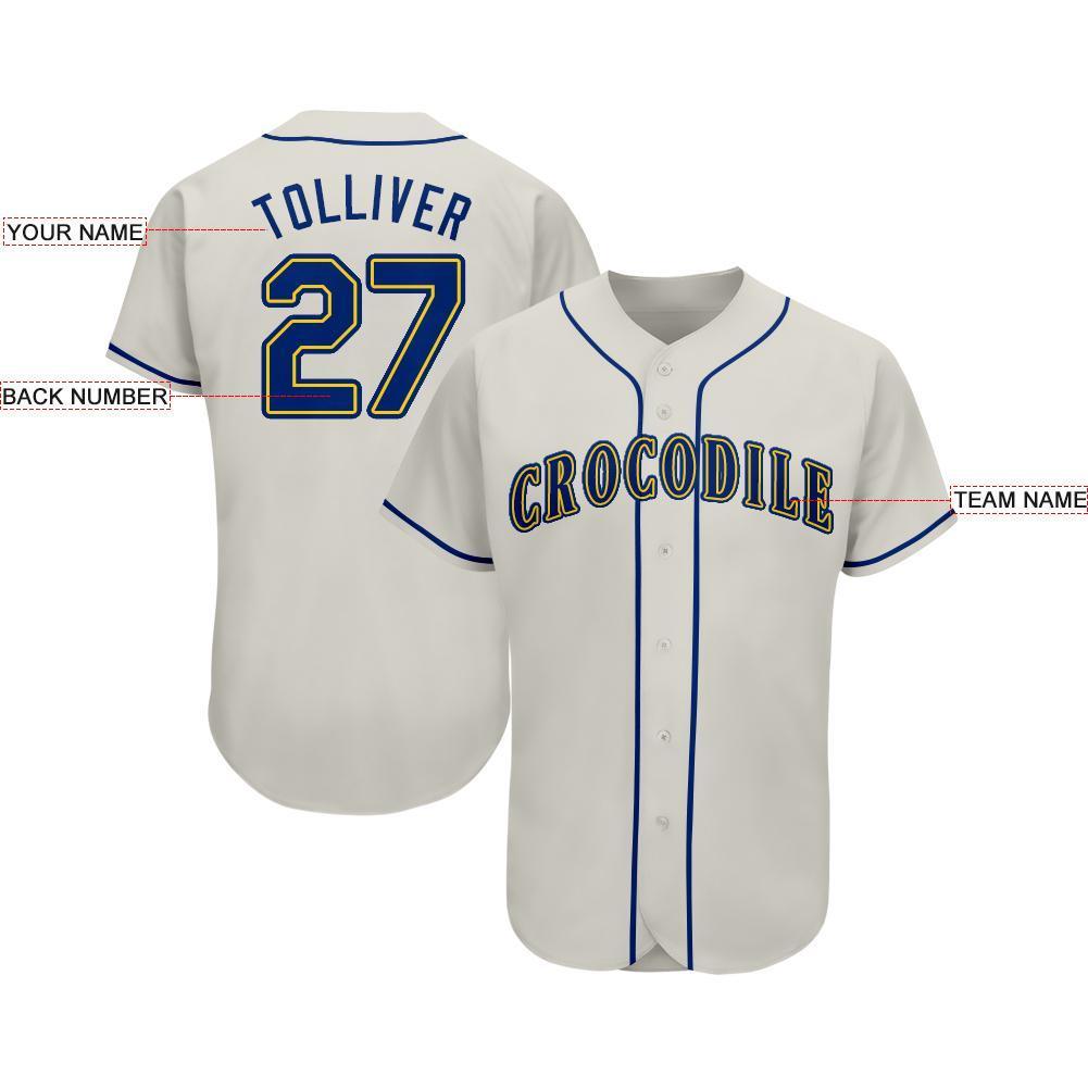 Custom Cream Royal-Gold Baseball Jersey view 3