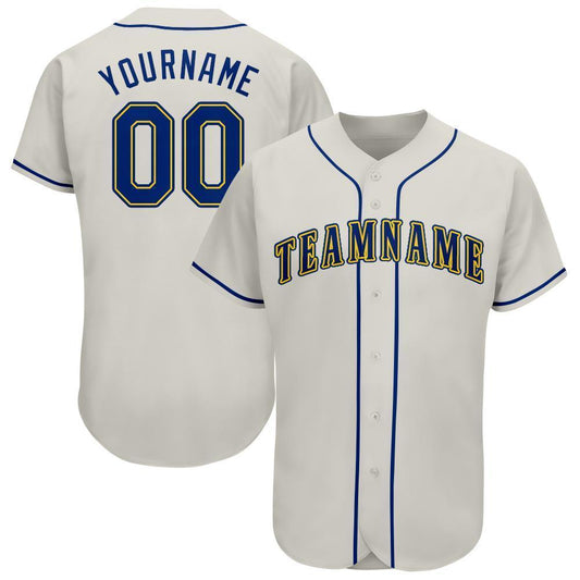 Custom Cream Royal-Gold Baseball Jersey - Main View