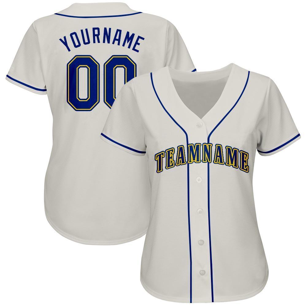 Custom Cream Royal-Gold Baseball Jersey view 2