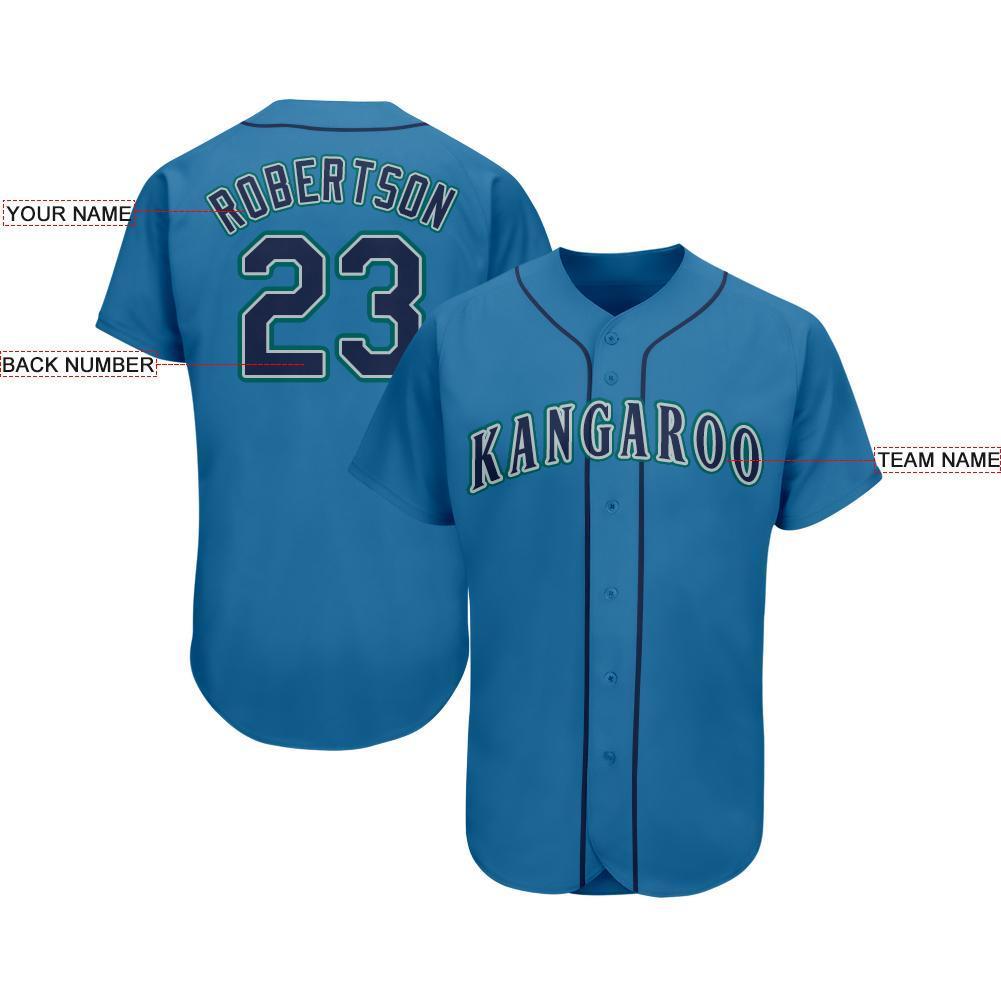 Custom Light Blue Navy-Teal Baseball Jersey view 3