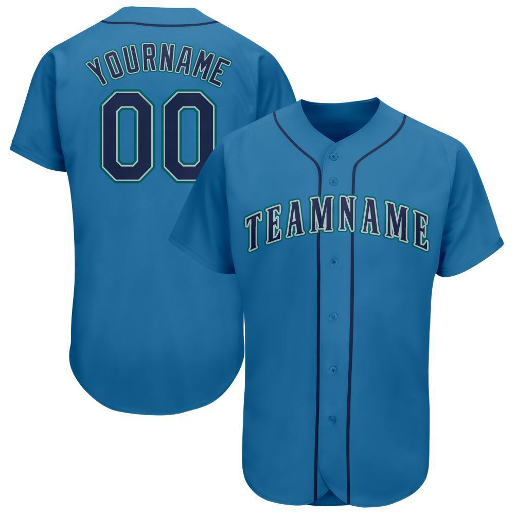 Custom Light Blue Navy-Teal Baseball Jersey - Main View