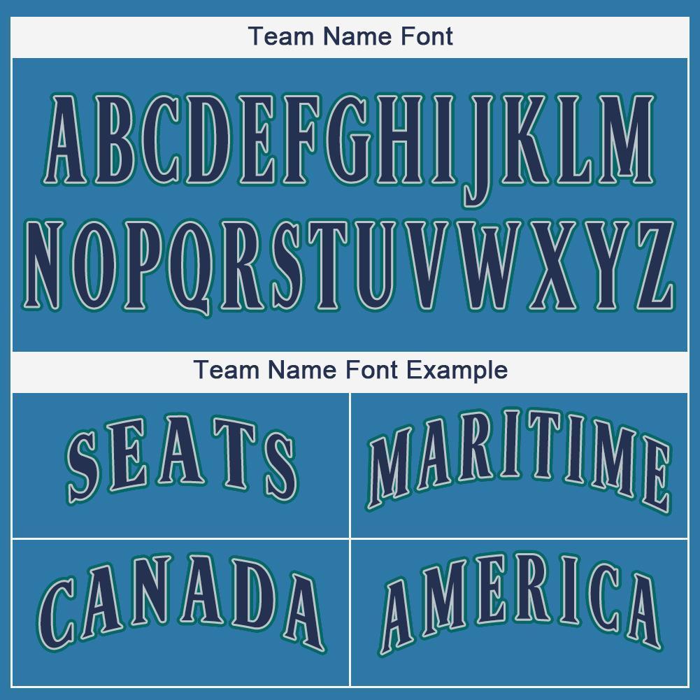 Custom Light Blue Navy-Teal Baseball Jersey view 5