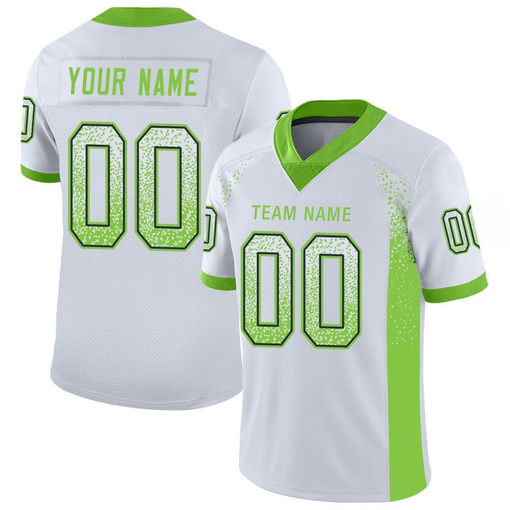 Custom White Neon Green-Navy Drift Fashion Football Jersey - Main View