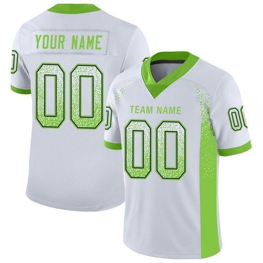 Custom White Neon Green-Navy Drift Fashion Football Jersey - Main View