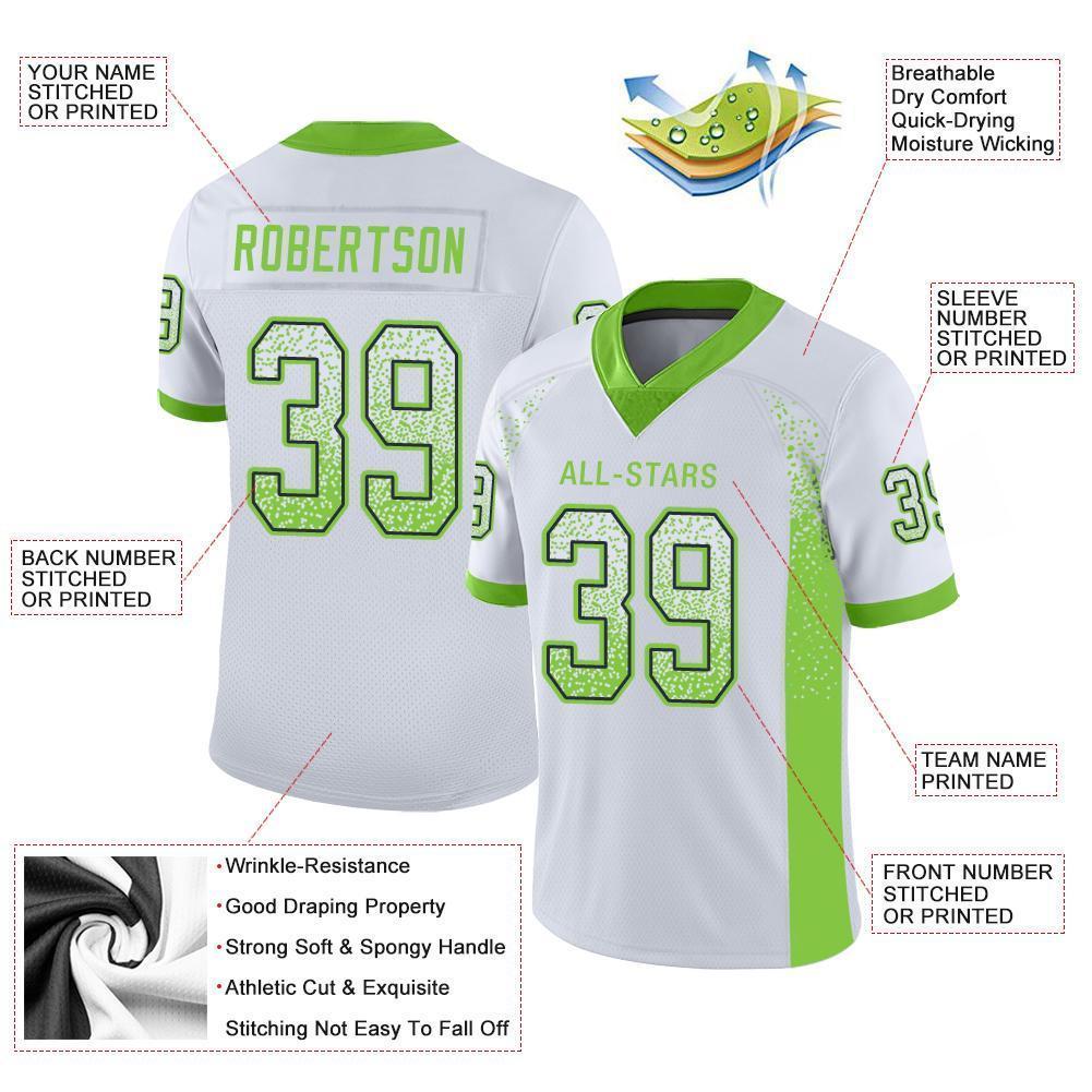 Custom White Neon Green-Navy Drift Fashion Football Jersey view 3
