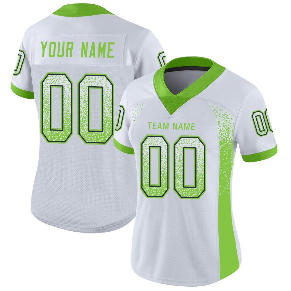Custom White Neon Green-Navy Drift Fashion Football Jersey view 2