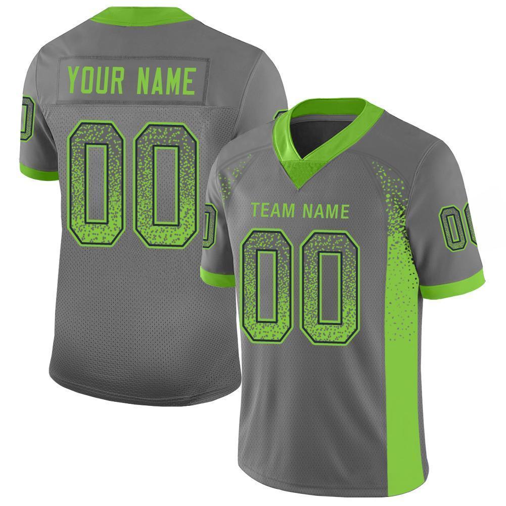 Custom Gray Neon Green-Navy Drift Fashion Football Jersey - Main View