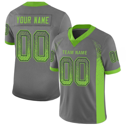 Custom Gray Neon Green-Navy Drift Fashion Football Jersey - Main View