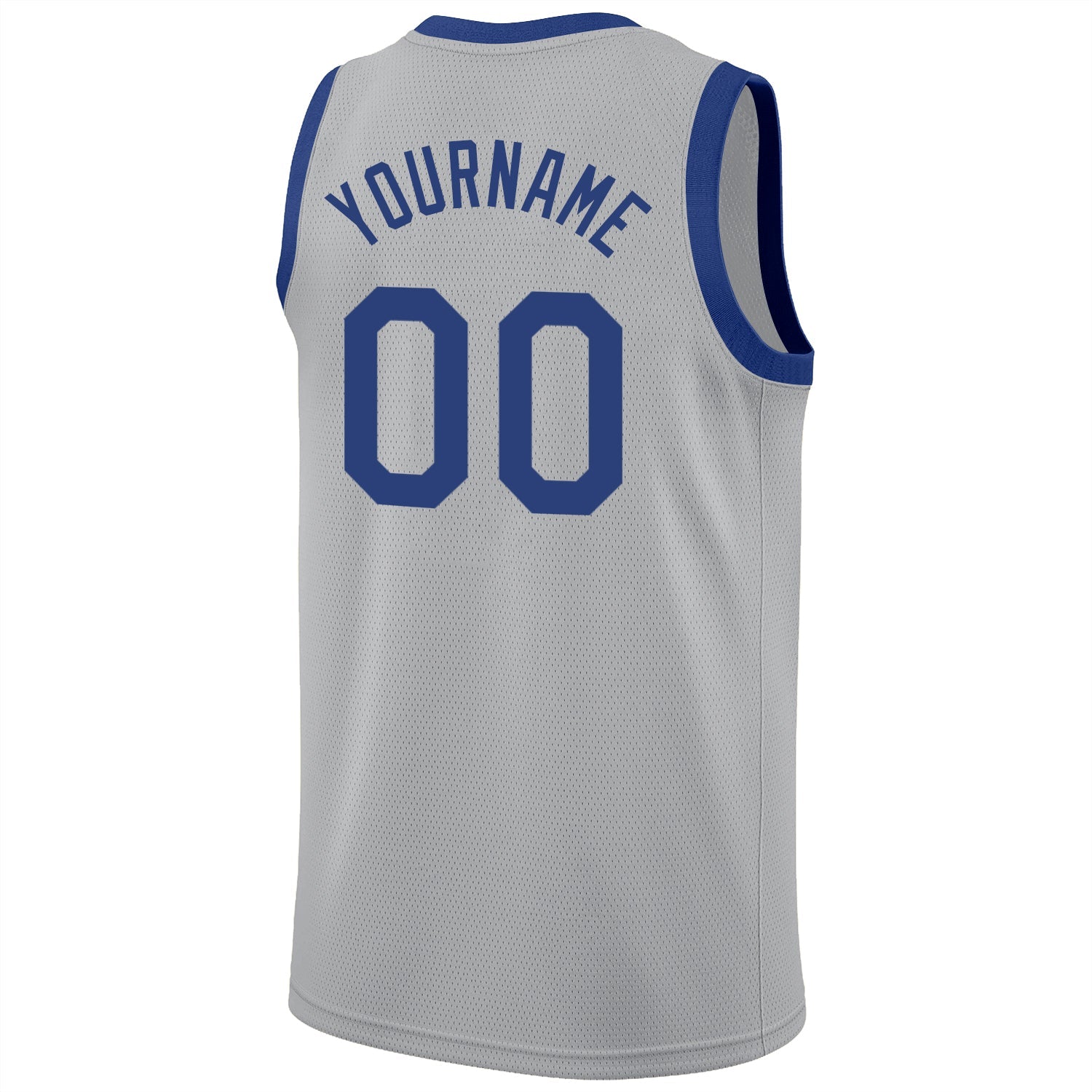 Custom Gray Royal-Red Round Neck Rib-Knit Basketball Jersey view 6