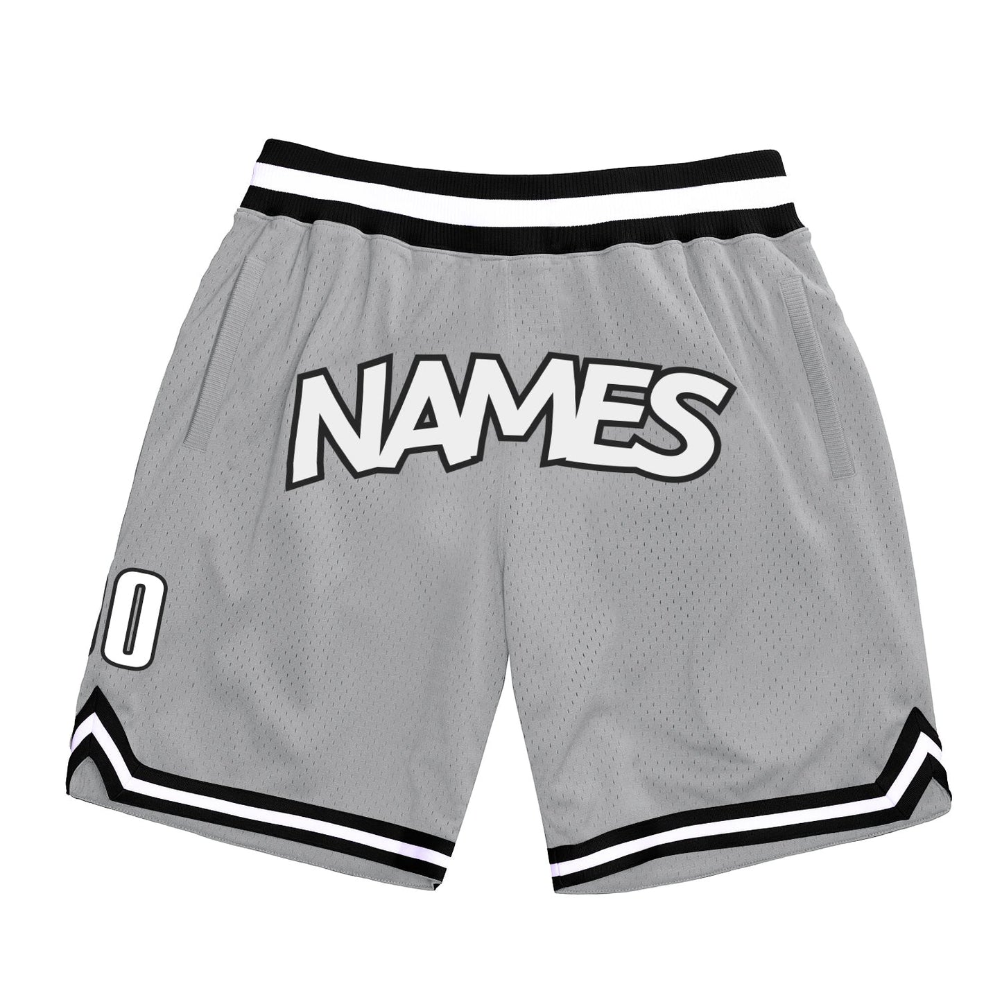 Custom Gray White-Black Authentic Throwback Basketball Shorts - Main View