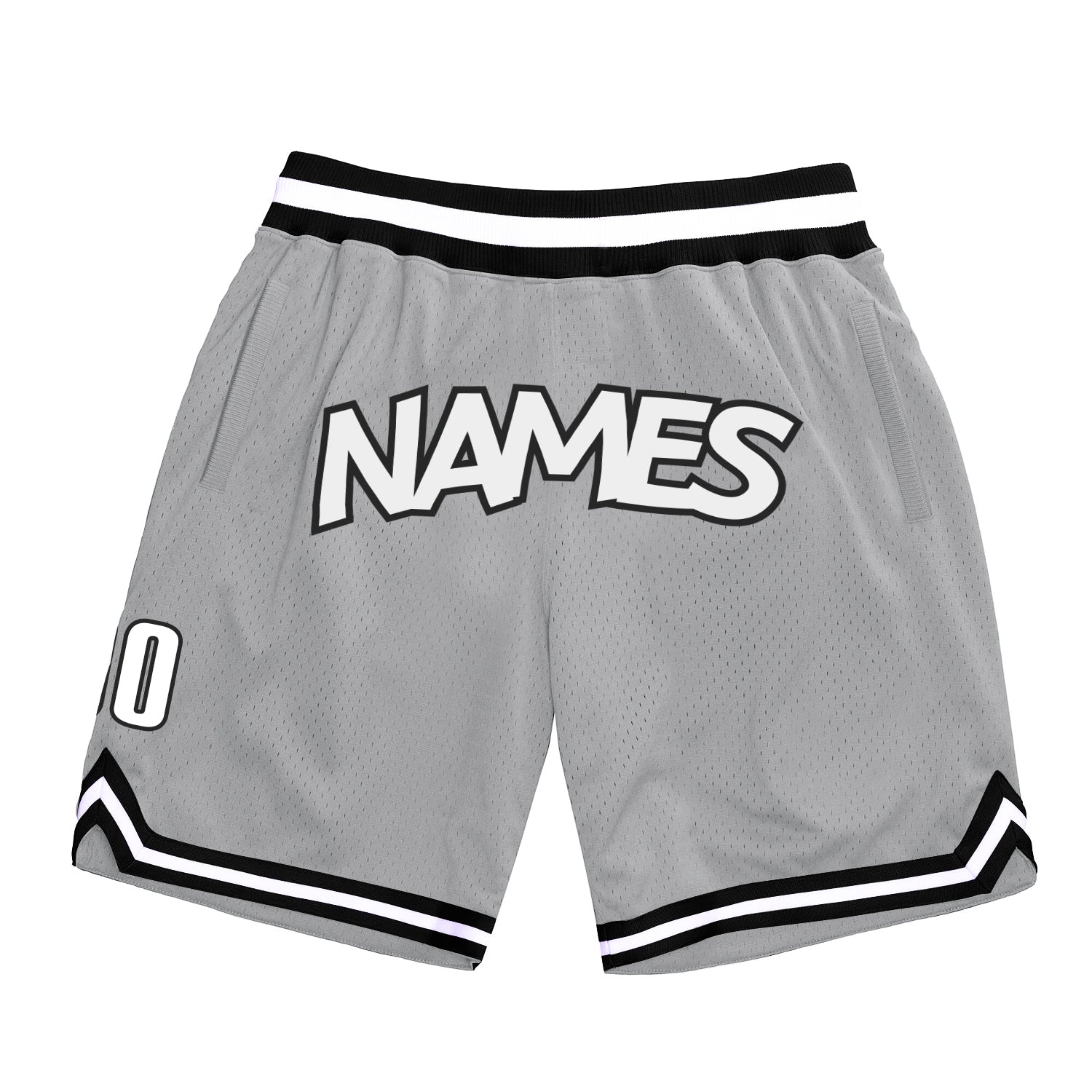 Custom Gray White-Black Authentic Throwback Basketball Shorts - Main View