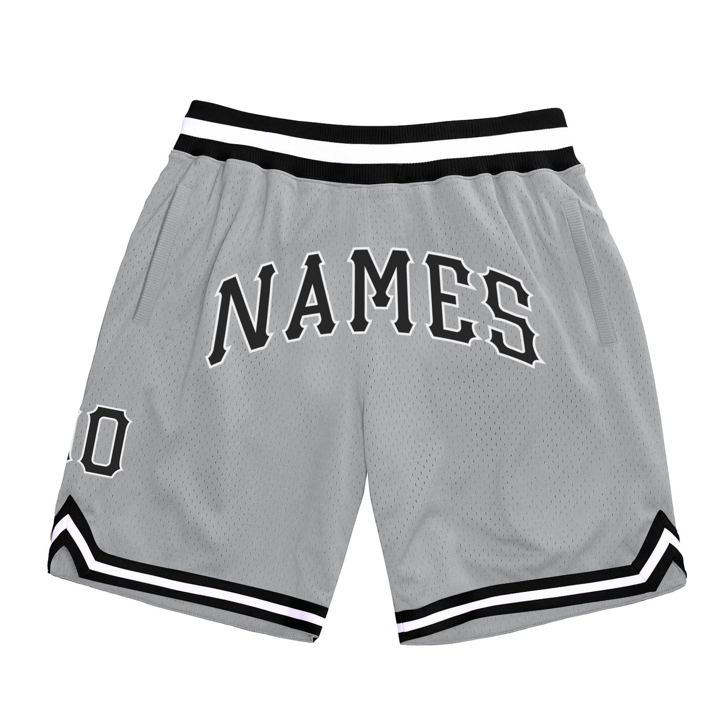 Custom Gray Black-White Authentic Throwback Basketball Shorts - Main View