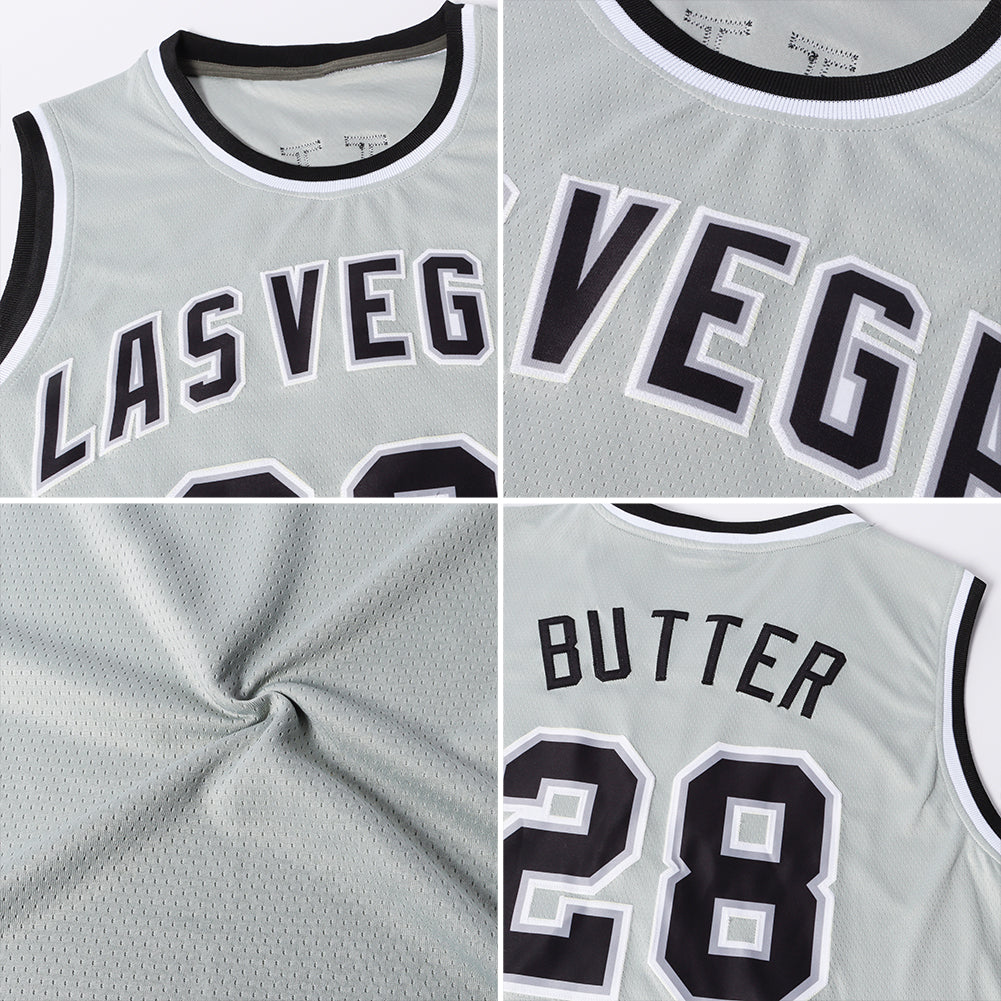 Custom Gray Royal-Red Authentic Throwback Basketball Jersey view 5