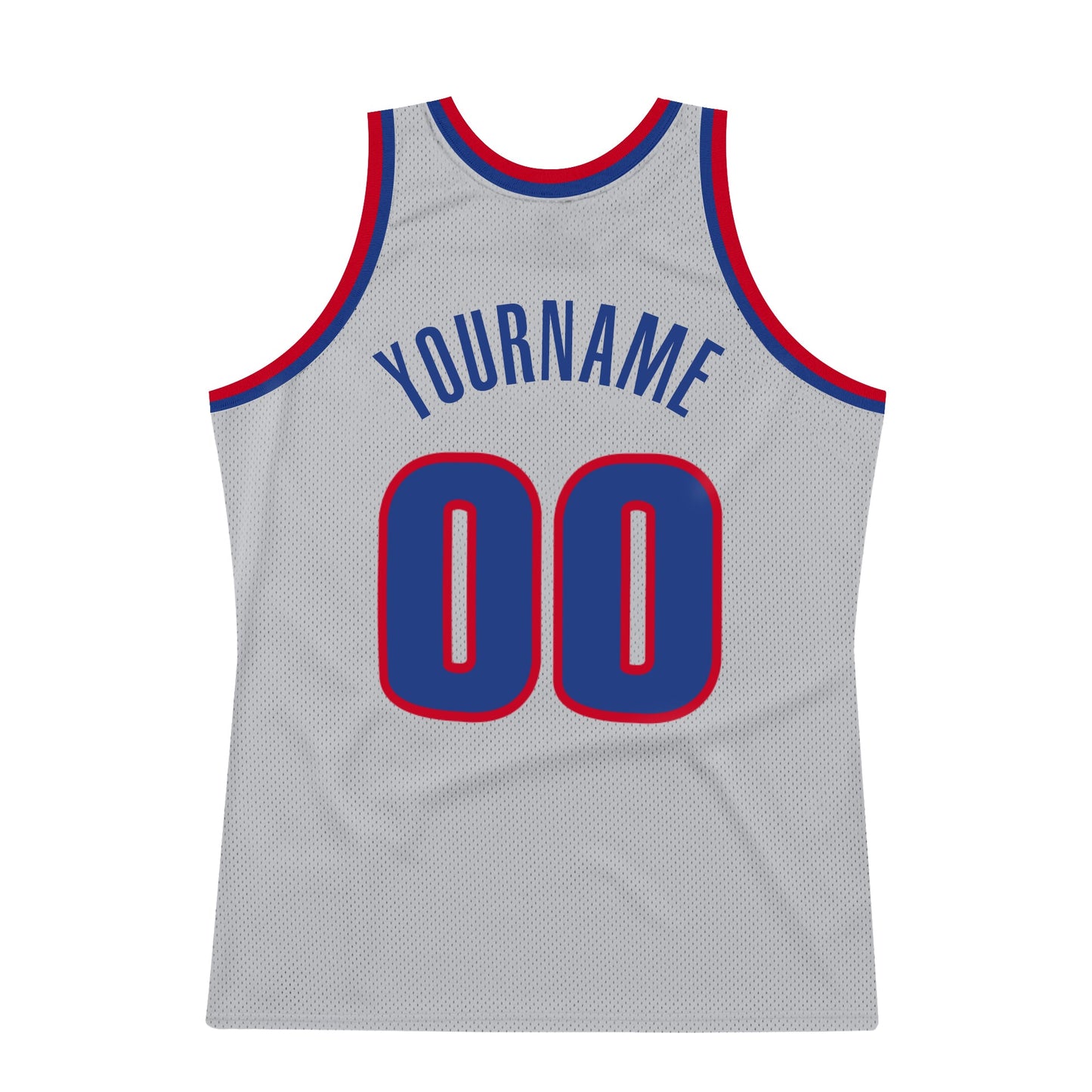 Custom Gray Royal-Red Authentic Throwback Basketball Jersey view 6