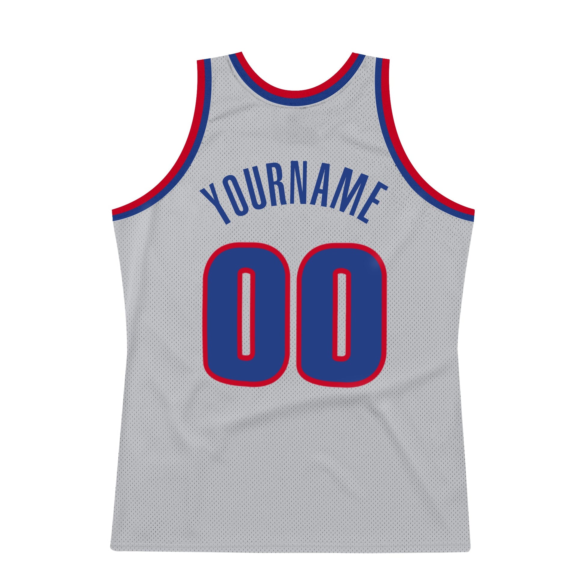 Custom Gray Royal-Red Authentic Throwback Basketball Jersey view 6