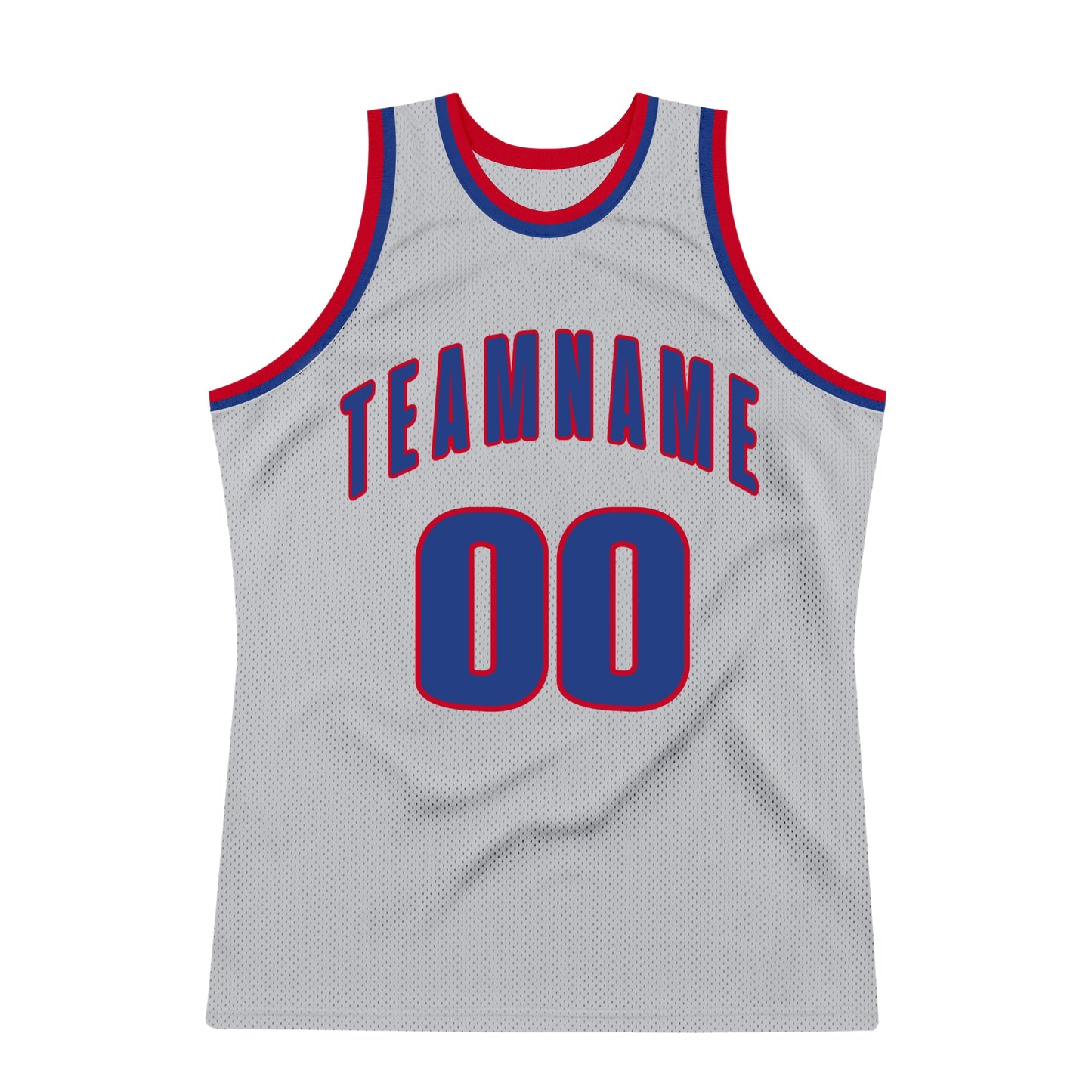Custom Gray Royal-Red Authentic Throwback Basketball Jersey view 7