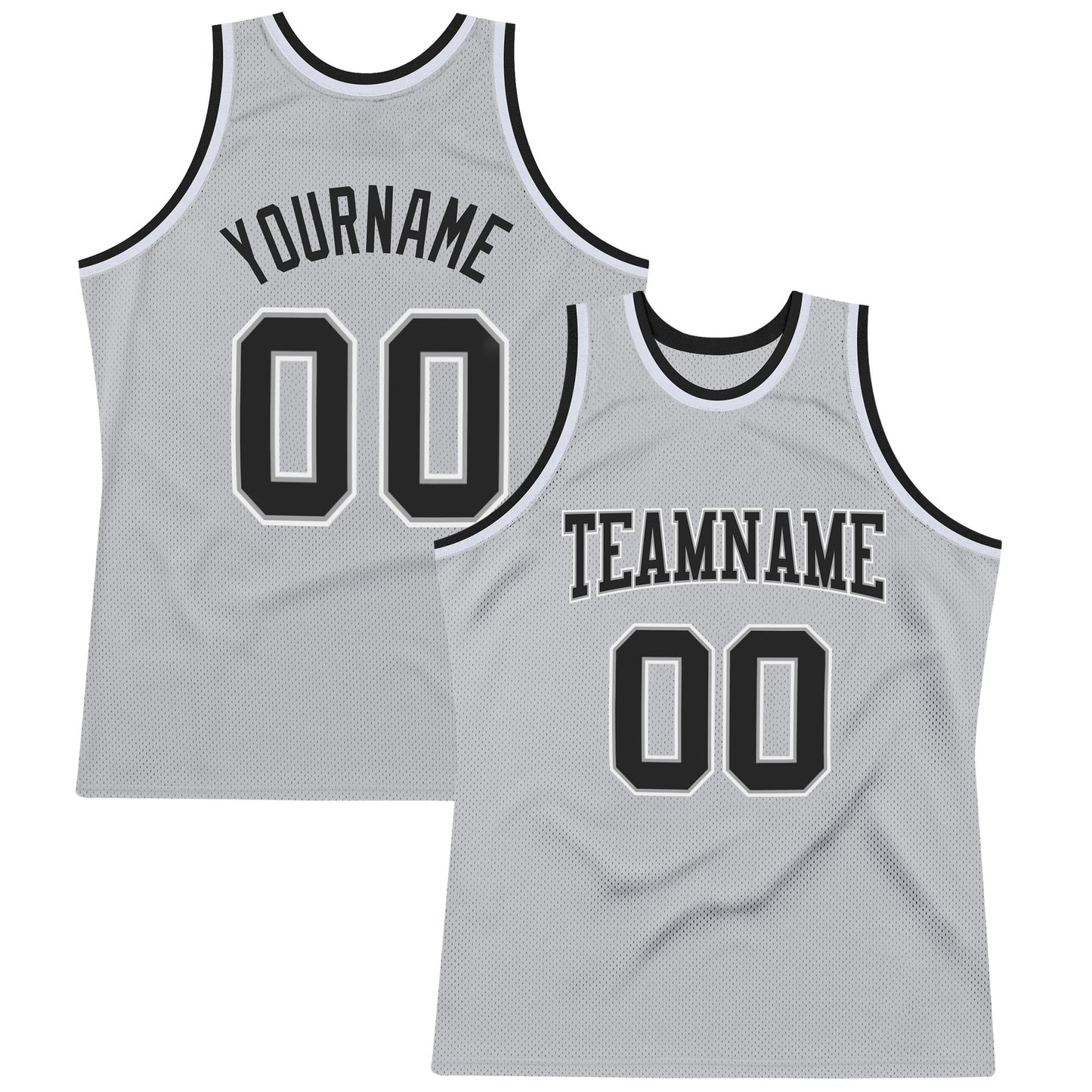 Custom Gray Black-White Authentic Throwback Basketball Jersey - Main View