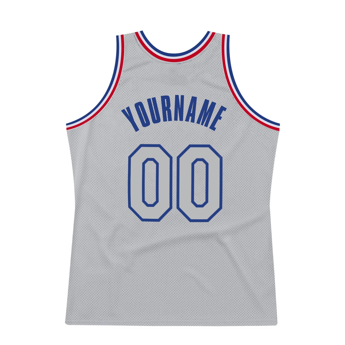 Custom Gray Gray-Royal Authentic Throwback Basketball Jersey view 6